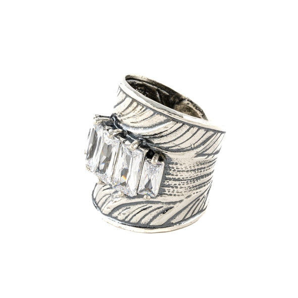 Sterling Silver Statement ring with Cubic Zirconia