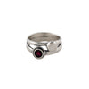 Layered Stacked Look Sterling Silver Ring with Garnet