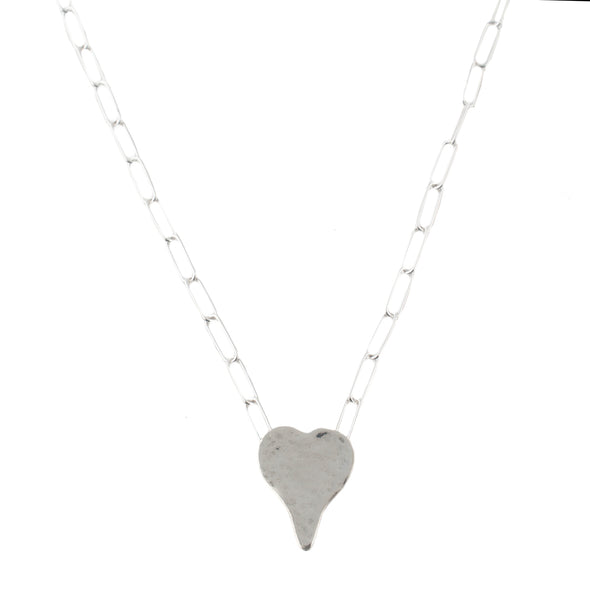 Heart Necklace in Hammered Sterling Silver