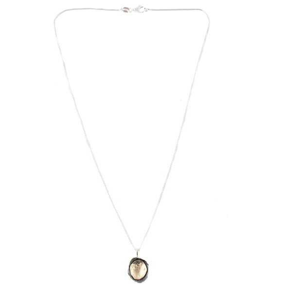 Two Tone Sterling Silver Dainty Pendant on Chain