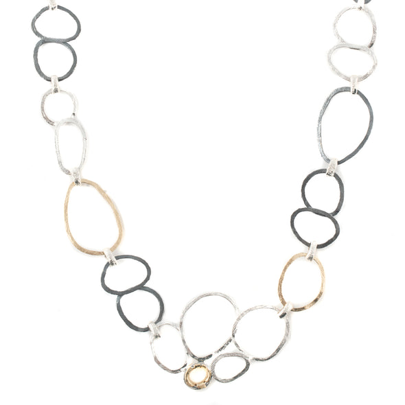 Statement Necklace in Three Tone Sterling Silver