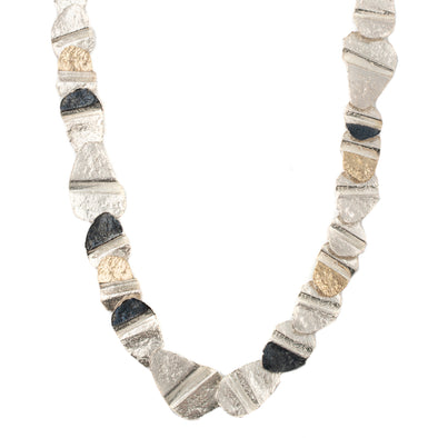 Three Tone Sterling Silver Statement Necklace