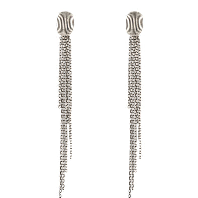 Long Textured Sterling Silver Earrings