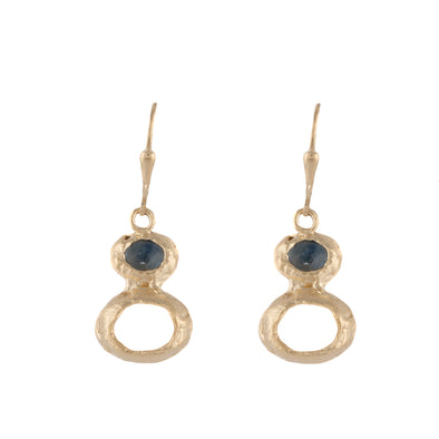 Moonstone and Kyanite Gold Plated Sterling Silver Earrings