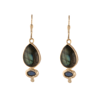 Labradorite Sterling Silver Gold Plated Earrings