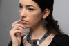 Statement Shimmer Earrings in Fine Swarovski Silver Crystals - omani online