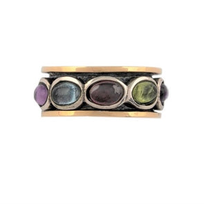 Nirit Multi Color Sterling Silver & Gold Spinning Ring - omani online