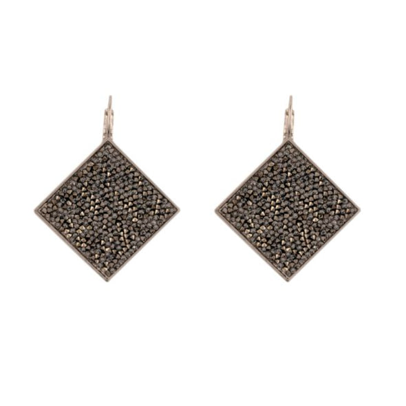 Swarovski Shimmer Fine Crystal Rock Earrings-Black - omani online
