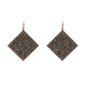 Shimmer Fine Swarovski Crystal Rock Earrings- Silver Anthracite - omani online