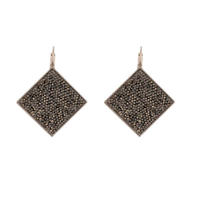 Shimmer Fine Swarovski Crystal Rock Earrings- Silver Anthracite - omani online