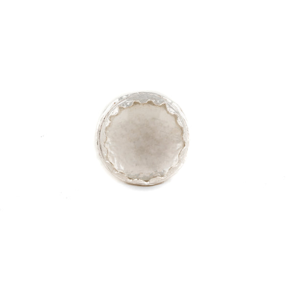 Clear Quartz Stone Textured Sterling Silver Statement Ring
