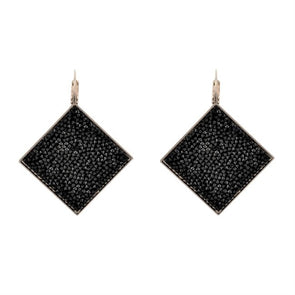 Swarovski Shimmer Fine Crystal Rock Earrings-Black - omani online