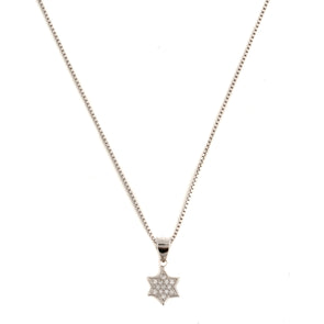 Sterling Silver Star Of David Necklace With Cubic Zirconia - omani online
