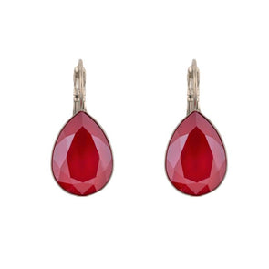 Pear Shape Swarovski Crystal Earrings- Red - omani online