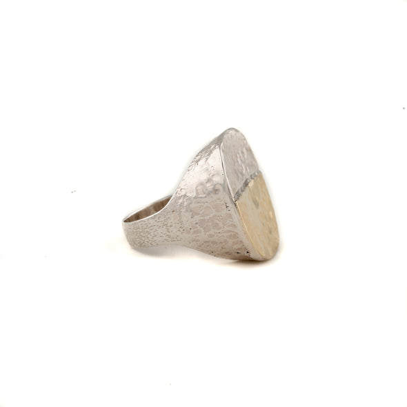 Sterling Silver and Gold Hammered Statement Ring