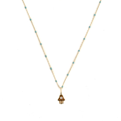 Gold Hamsa Necklace-Black - omani online