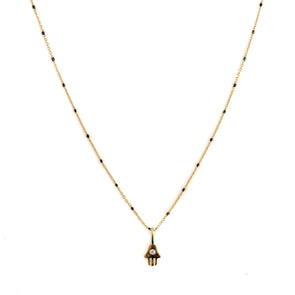 Gold Hamsa Necklace-Black - omani online