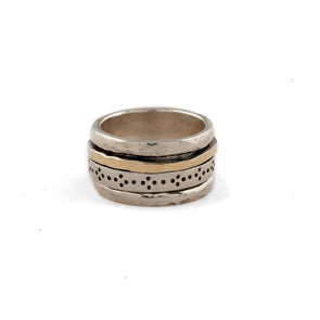 Meditation Ring in Textured Sterling Silver and Gold
