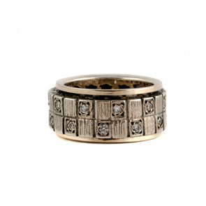 Sterling Silver and Gold Spinner Ring With Cubic Zirconia