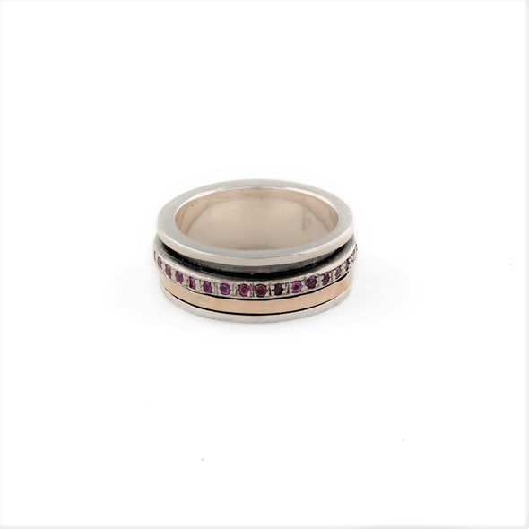 Tourmaline Sterling Silver and Gold Spinning Ring