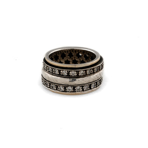 Sterling Silver Spinning Ring with Cubic Zirconia and Gold Accents