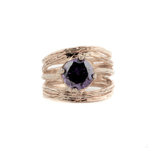 Purple Stone Gold Plated Sterling Silver Ring
