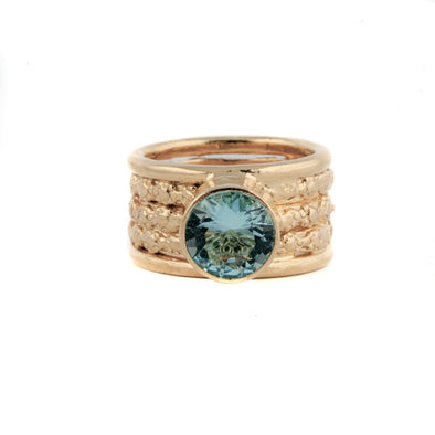 Gold Plated Sterling Silver Textured Ring with Turquoise Stone