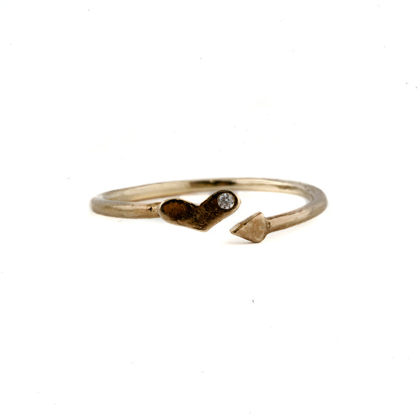 Dainty Gold Plated Sterling Silver Ring With Heart - omani online