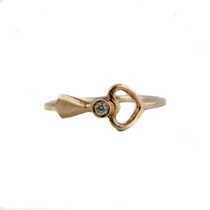 Dainty Gold Plated Sterling Silver Ring With Heart Design - omani online