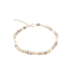 Earth Tone Bead Bracelet with Sterling Silver