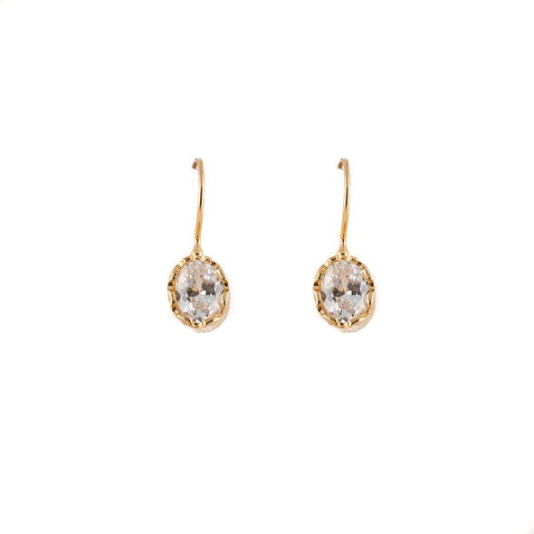Dainty Gold Plated Sterling Silver Earrings with Light Blue Cubic Zirconia