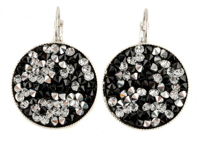 Swarovski Crystal Rock Earrings- Black/White - omani online