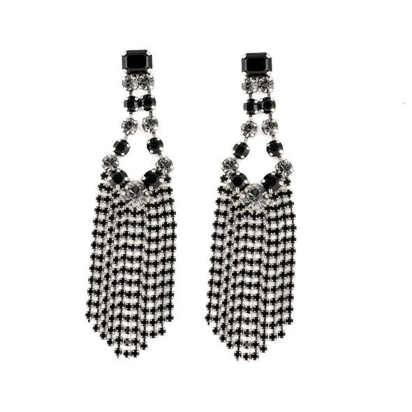 Swarovski Crystal Elegant Bling Earrings in Black and Gray