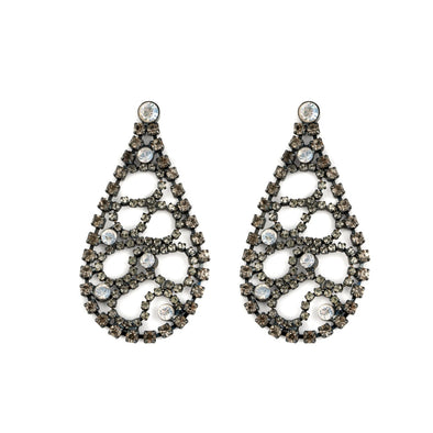Swarovski Crystal bling Earrings in Gray and Crystal Clear