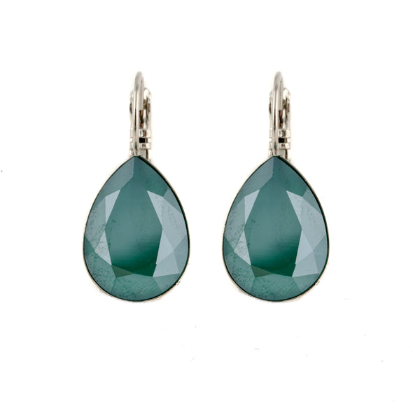 Swarovski Crystal Pear Shaped Earrings- Emerald Green - omani online