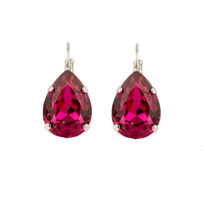 Pear Shape Swarovski Crystal Earring-Fuschia - omani online