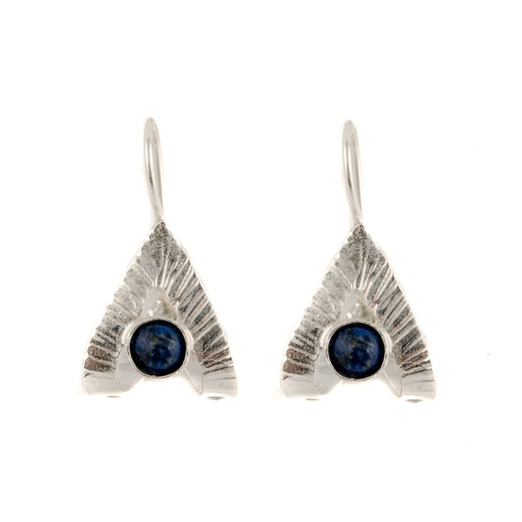 Textured Sterling Silver Earrings With Lapis Stone - omani online
