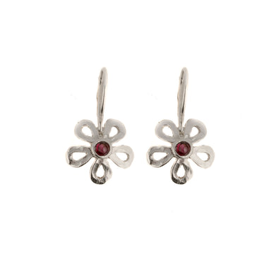 Smell The Flowers Sterling Silver Earrings-Garnet - omani online