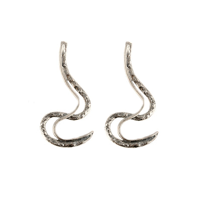Long Sterling Silver Dangle Earrings , Textured sterling silver earrings- omani online