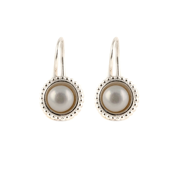 Dainty Sterling Silver Pearl Earrings - omani online
