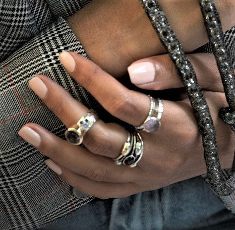 Amethyst And Gold Sterling Silver  Ring - omani online
