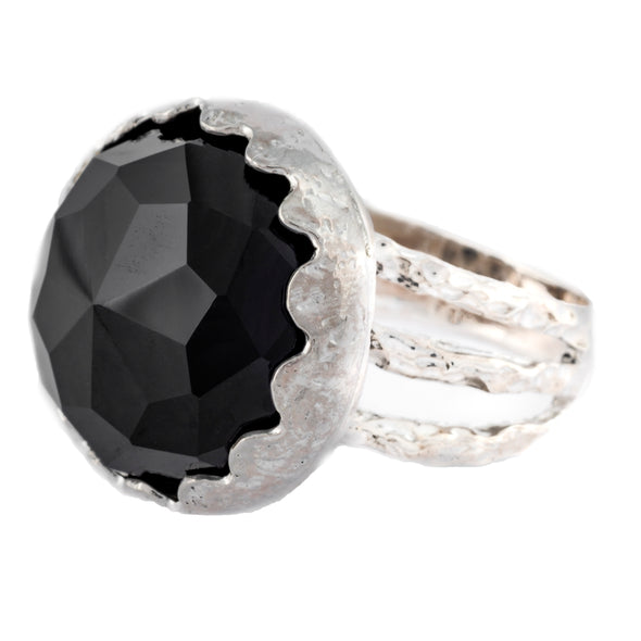 Big Black & Beautiful Sterling Silver and Onyx Ring - omani online