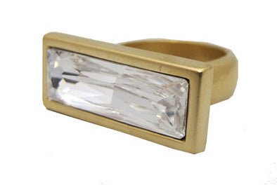 Clear Cut Crystal Ring - Gold - omani online