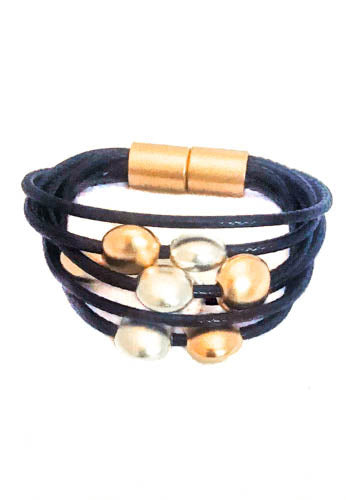 Black Multi Strand Bracelet with Nuggets - omani online