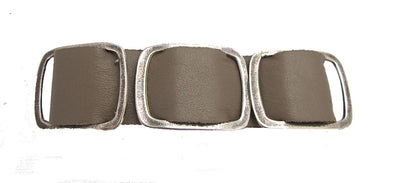 Taupe Leather And Metal Bracelet - omani online