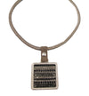 Square pendant on mesh cord Necklace. Swarovski crystal mixed metal pendant - omani online