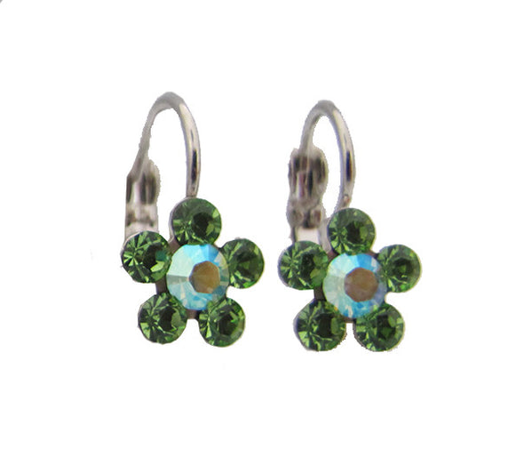 Daisy Drops - Peridot Green Swarovski Crystal Earrings - omani online