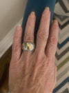 Sterling Silver and Gold Ring with Blue Opals