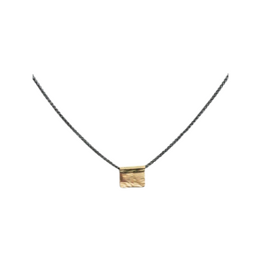 Hammered Gold Plated Sterling Silver Pendant On Oxidized Sterling Silver Chain