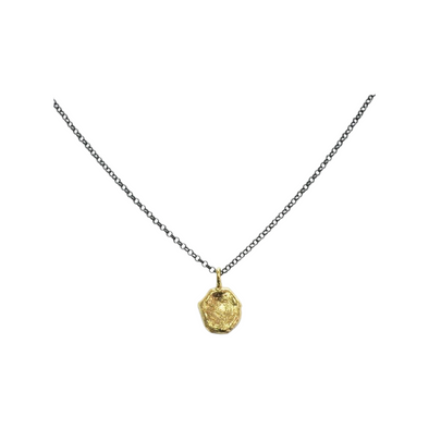 Dainty Gold Plated Sterling Silver Pendant on Oxidized Sterling Silver Chain